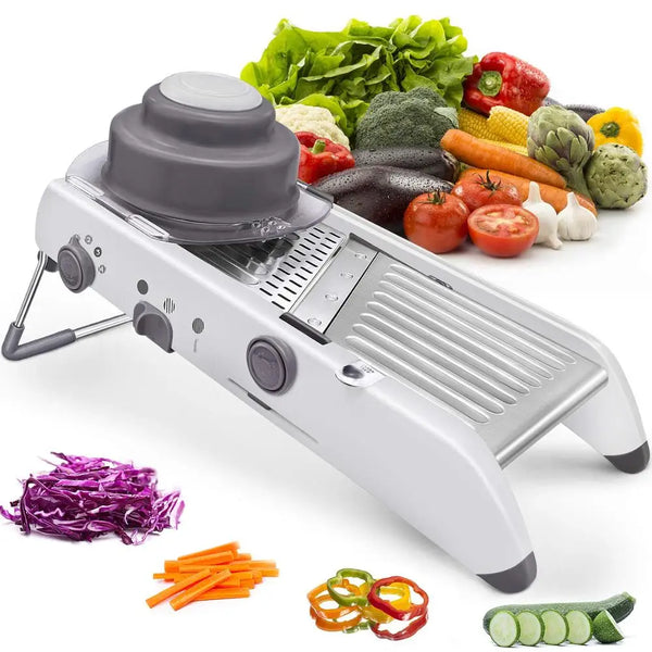 LMETJMA 18-in-1 Adjustable Mandoline Slicer – Stainless Steel Vegetable Cutter