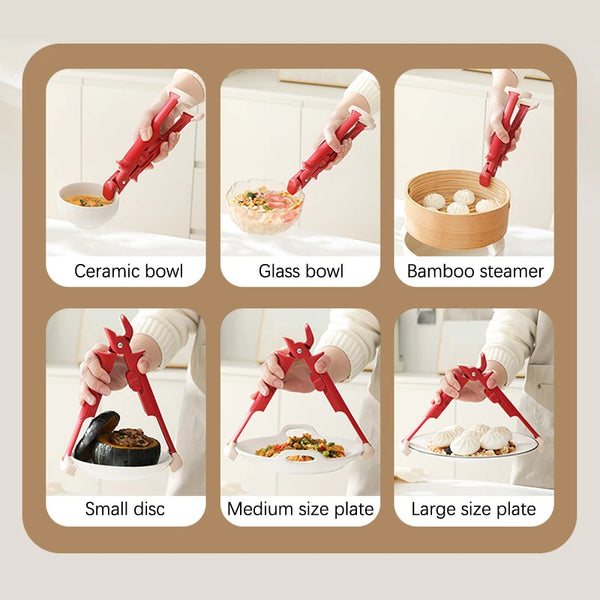 2-in-1 Hot Bowl Holder & Dish Lifter – Silicone Heat-Resistant Tongs