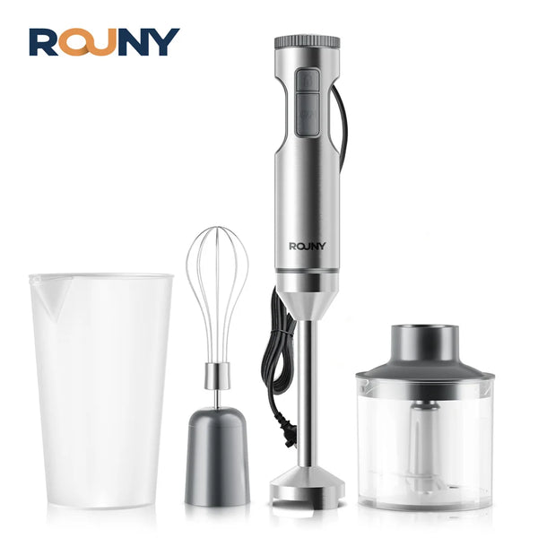 ROUNY 4-in-1 Hand Blender – 1000W Stainless Steel Stick Mixer