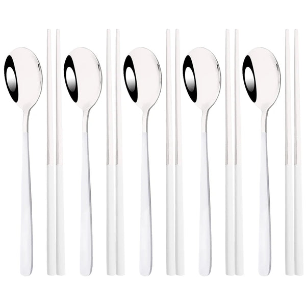 304 Stainless Steel Cutlery Set – 10-Piece Sushi & Dinnerware Set