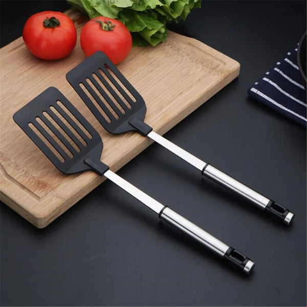 Stainless Steel Kitchen Turner – Nylon Handle Spatula & Cooking Scoop