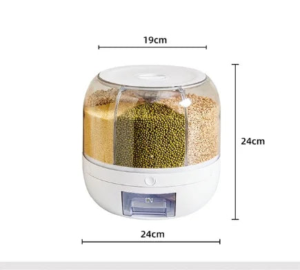 360° Rotating Rice & Cereal Dispenser – Sealed Moisture-Proof Container