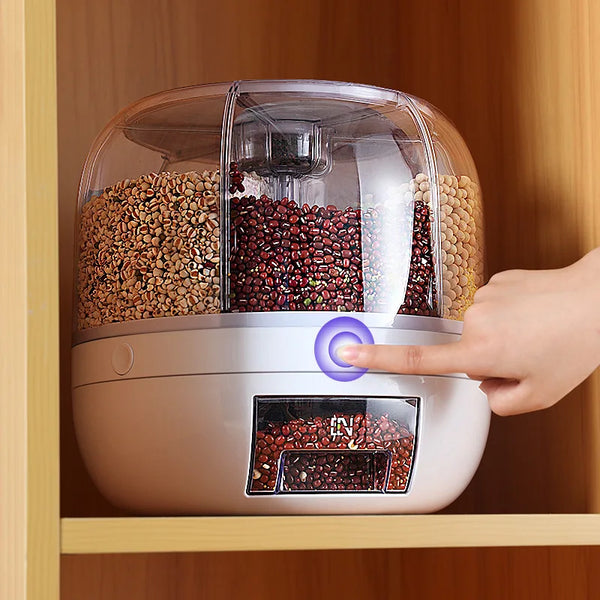 360° Rotating Rice & Cereal Dispenser – Sealed Moisture-Proof Container
