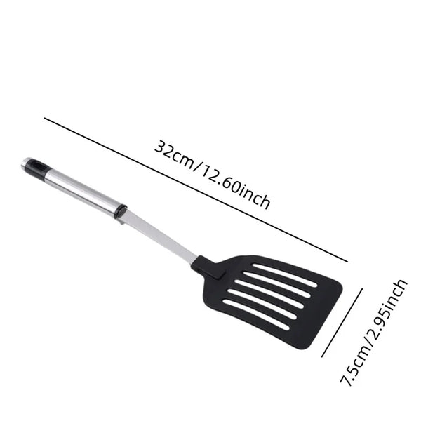 Stainless Steel Kitchen Turner – Nylon Handle Spatula & Cooking Scoop