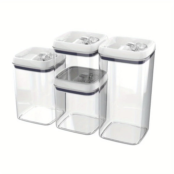 4-Piece Square Food Storage Container Set – Transparent & Moisture-Proof