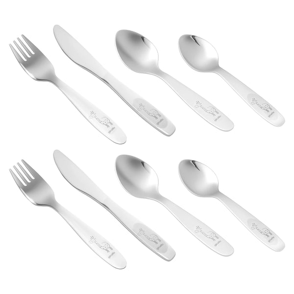 8-Piece Stainless Steel Kids Silverware Set – Safe, Drop-Resistant Utensils