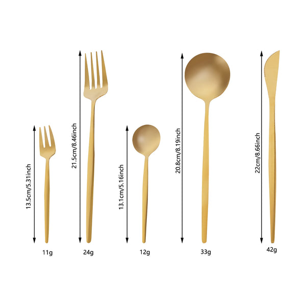 90-Piece Gold Stainless Steel Dinnerware Set – Forks, Knives & Spoons