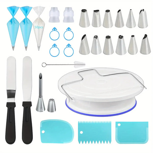 80-Piece Cake Decorating Set – Turntable, Piping Tips & Tools