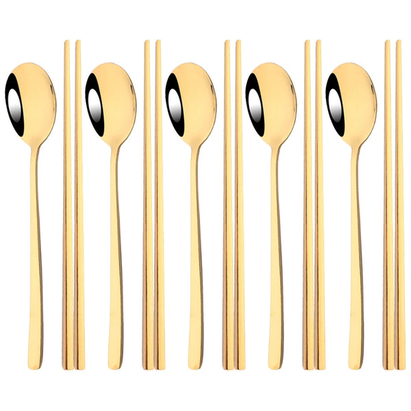 304 Stainless Steel Cutlery Set – 10-Piece Sushi & Dinnerware Set