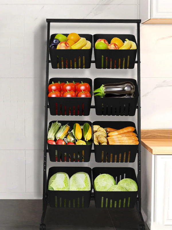 4-Tier Rolling Fruit & Vegetable Storage Basket Stand
