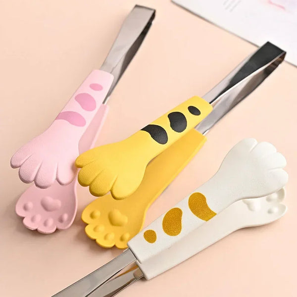 Japanese Cat Paw Food Tongs – Cute Stainless Steel Kitchen Clip