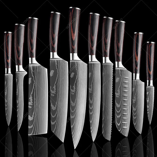 10-Piece Damascus Knife Set – Chef, Boning & Santoku Knives