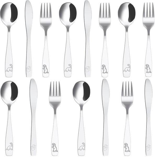 Kids Silverware Set – 9/15-Piece Dinosaur Flatware for Toddlers
